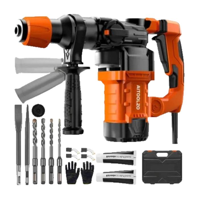 Kit Martelete Rompedor Perfurador de Concreto 2200W Aitoolzo