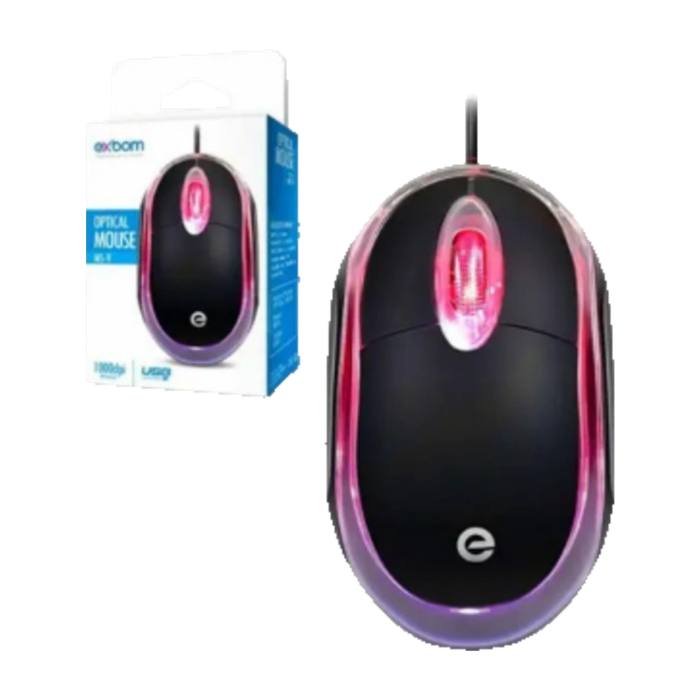 Mouse USB Óptico com Led Exbom